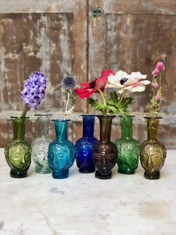 Hand-blown glass head vase by La Soufflerie