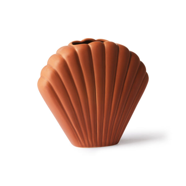 Ceramic shell vase brown