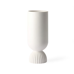 Ceramic ribbed vase white