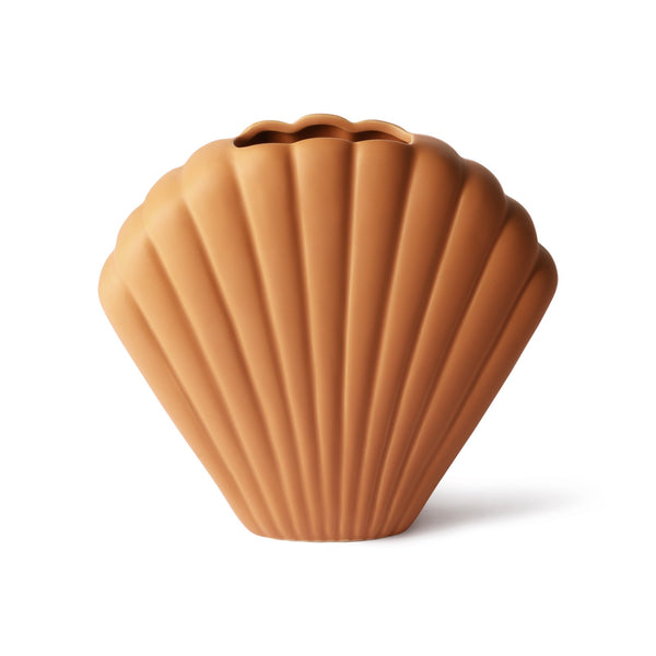 Ceramic shell vase terracotta