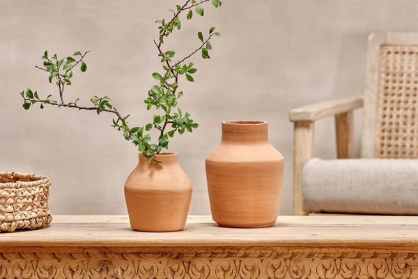 Aged terracotta vase - wide