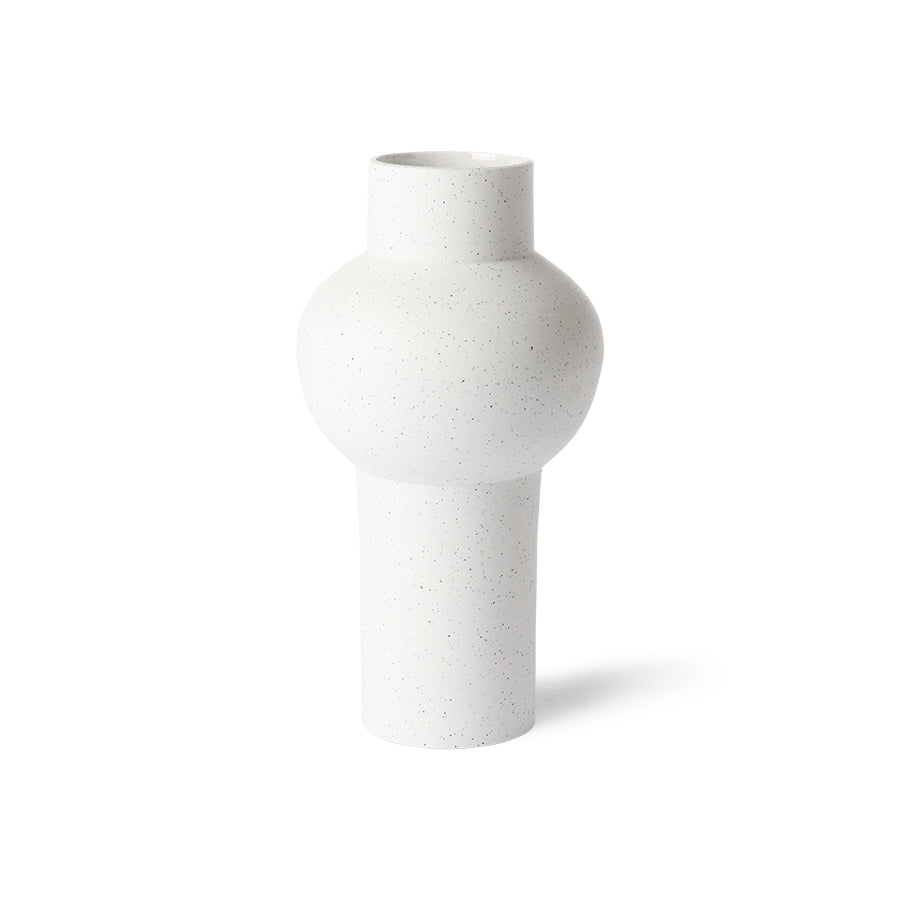 Handmade speckled clay vase - round