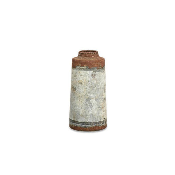 Aged zinc rustic vase