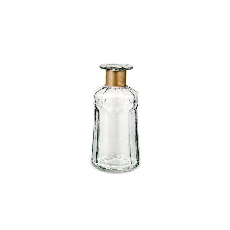 Hammered Bottle - Clear Glass & Antique Brass