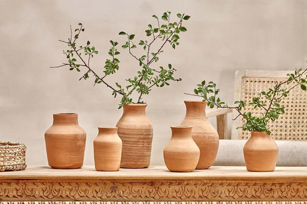 Aged terracotta vase - wide